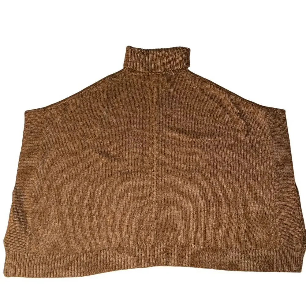 J. Crew Women's Beige Wool‎ Blend Turtleneck Poncho Sweater M/L Casual